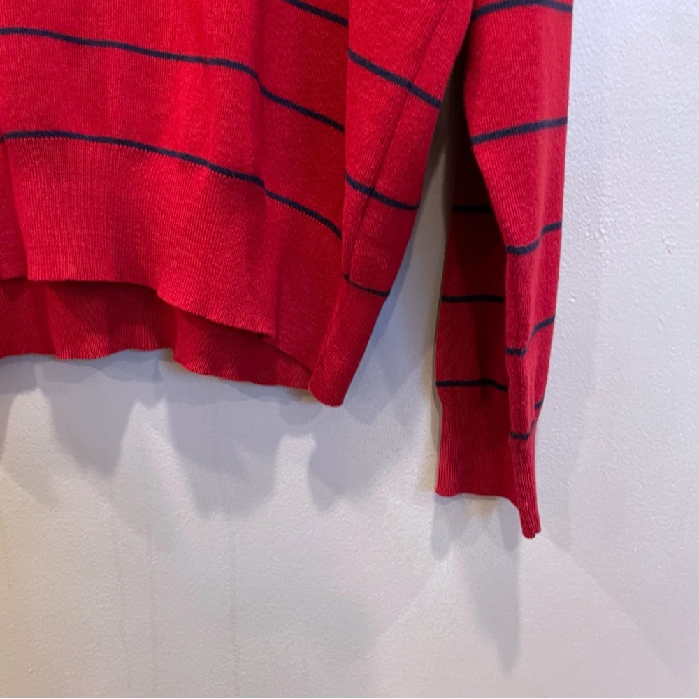 Ralph Lauren Red V-Neck Sweater with Black Stripes - Picture 2 of 6